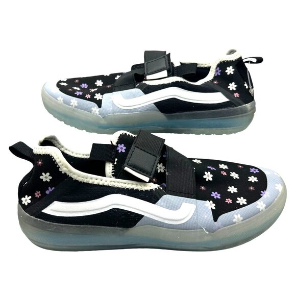Vans Slip On Floral Strker Skate Sneakers Girls Size 3 Black White Translucent - Picture 4 of 11